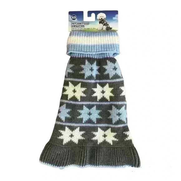 ๐ 6/$60, NWT, Dog Sweater Dress, Grey/Blue/White, Size XSmall - Picture 1 of 4